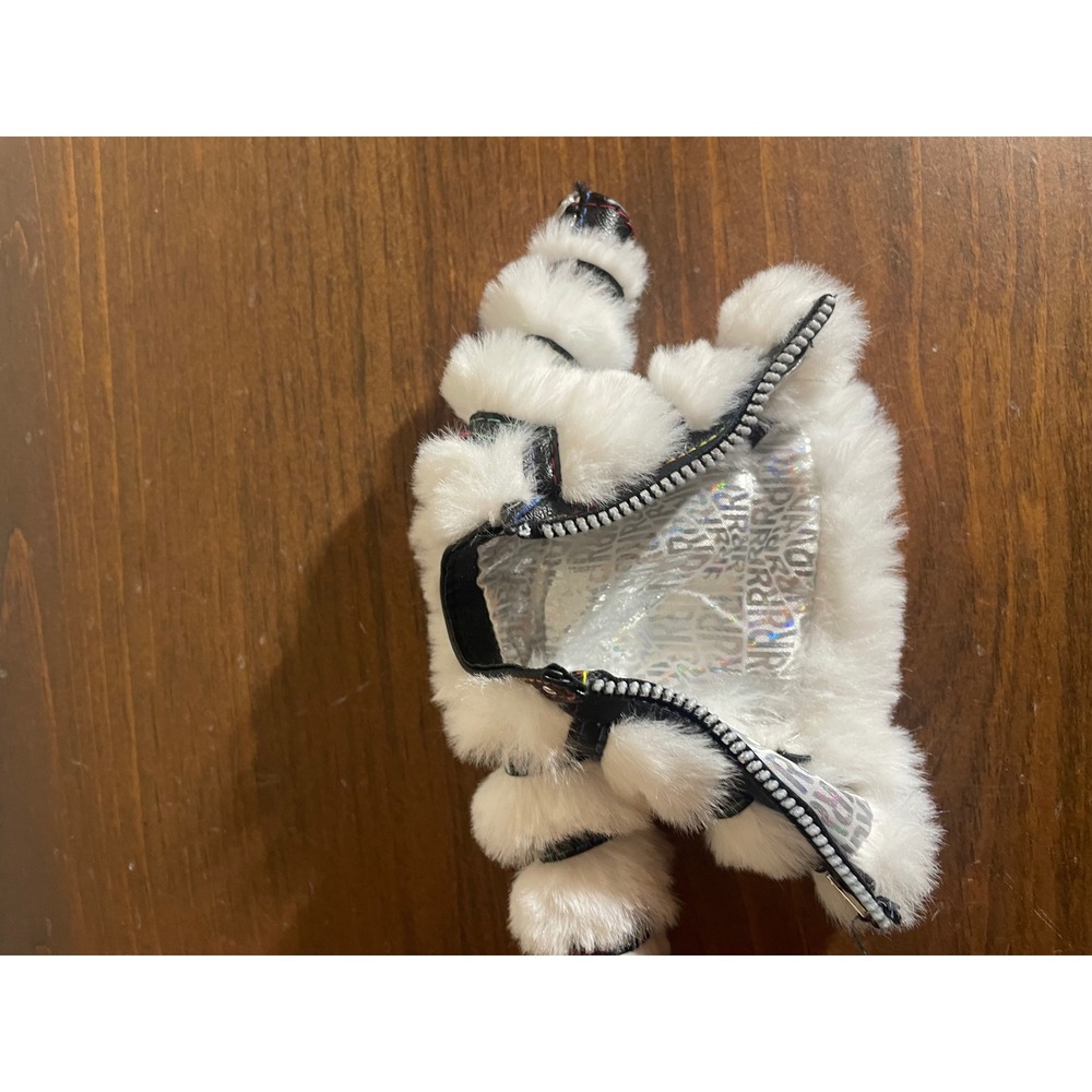 Rainbow High Doll White Faux Fur Jacket Silver Holographic Lining Black Trim